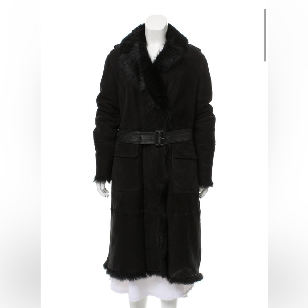 Burberry Long Shearling Coat Size XL